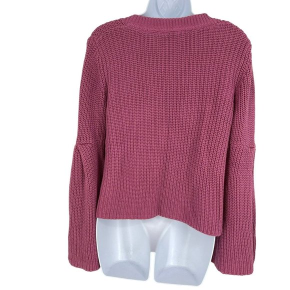 Free People Knit Damsel V-Neck Bell Sleeve Sweater Size S - Picture 2 of 10